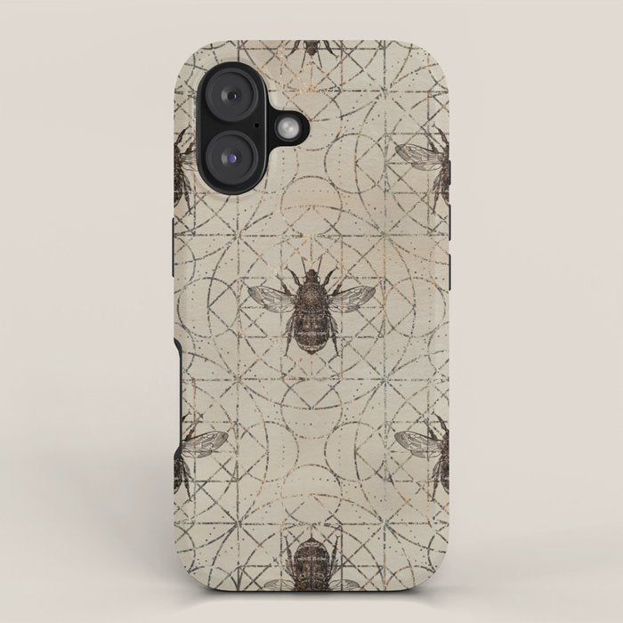 Bumble Bee  on sacred geometry pattern iPhone Case Gallery Image 1