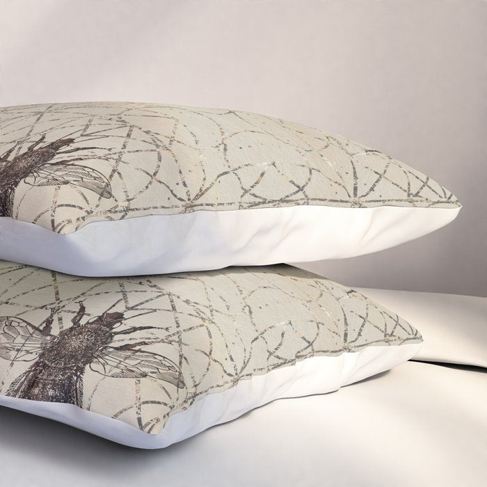 Bumble Bee  on sacred geometry pattern Pillow Sham Gallery Image 3