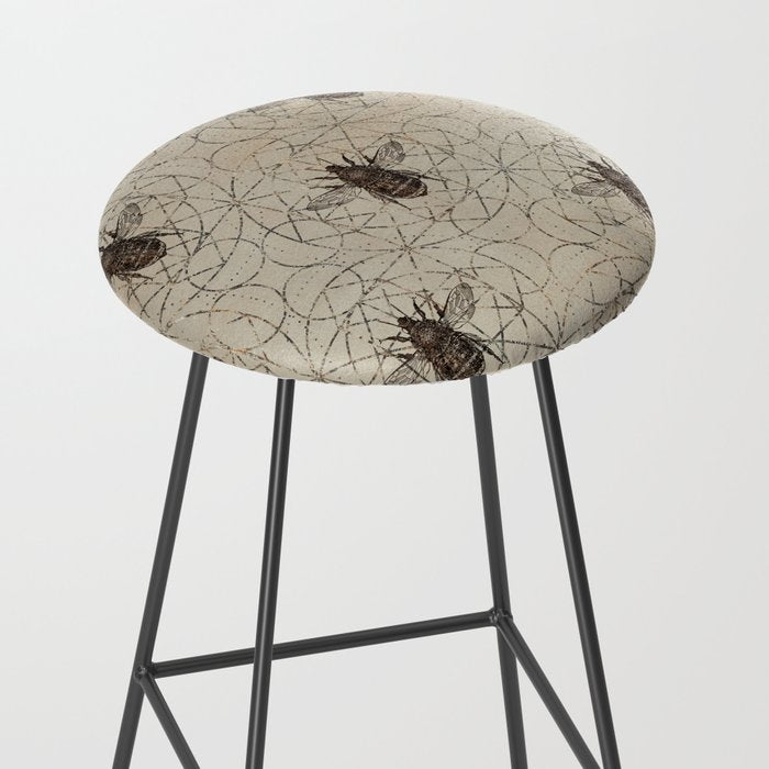 Bumble Bee  on sacred geometry pattern Stool Gallery Image 2