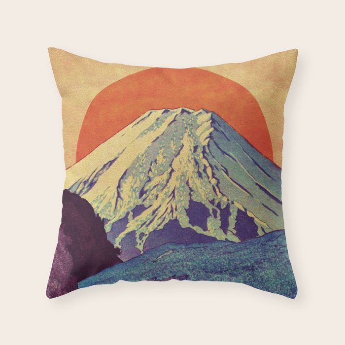 The Red Sunrise at Dayai Shore - Nature Landscape Throw Pillow Gallery Image 1
