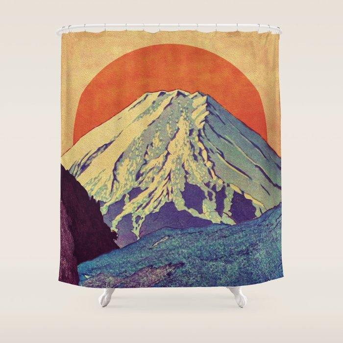 The Red Sunrise at Dayai Shore - Nature Landscape Shower Curtain Gallery Image 1