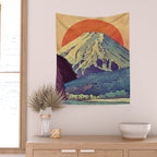The Red Sunrise at Dayai Shore - Nature Landscape Wall Tapestry Gallery Image 2