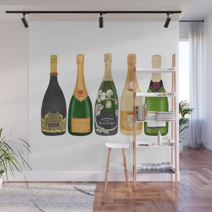Champagne Bottles Wall Mural Gallery Image 1