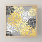 Floral Blooms, Gray, Charcoal, Yellow Mini Art Print Gallery Image 1