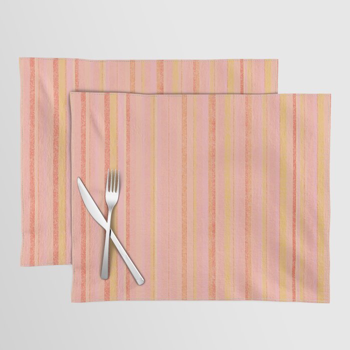 Textured Summer Stripes Pink Orange Yellow Placemat Gallery Image 1