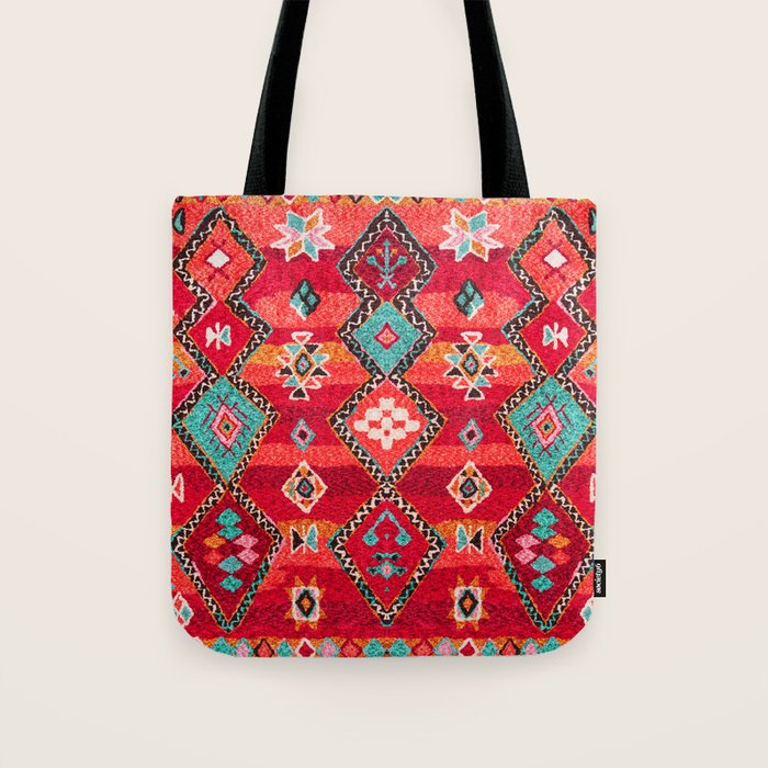 Epic Red Oriental Anthropologie Berber Atlas Moroccan Style Tote Bag Gallery Image 1