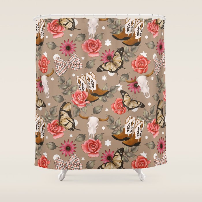 Cowboy Spirit Blooms Shower Curtain Gallery Image 1