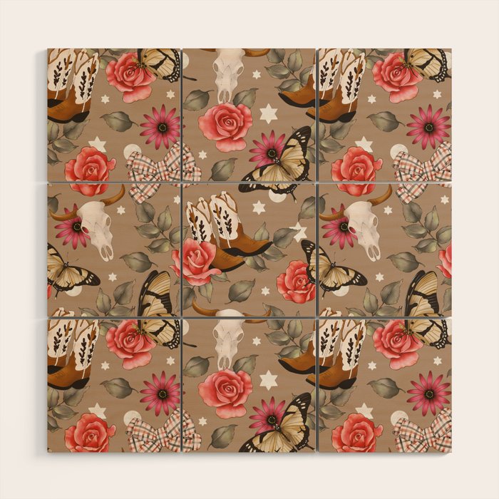 Cowboy Spirit Blooms Wood Wall Art Gallery Image 1