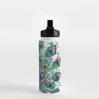 Abstract Peacock Ink and Watercolour Splatter Art Print Water Bottle Gallery Image 2