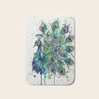 Abstract Peacock Ink and Watercolour Splatter Art Print Bath Mat Gallery Image 1