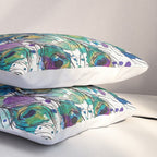 Abstract Peacock Ink and Watercolour Splatter Art Print Pillow Sham Gallery Image 3