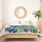Abstract Peacock Ink and Watercolour Splatter Art Print Duvet Cover Gallery Image 3