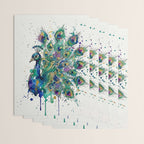 Abstract Peacock Ink and Watercolour Splatter Art Print Wrapping Paper Gallery Image 3