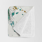 Abstract Peacock Ink and Watercolour Splatter Art Print Throw Blanket Gallery Image 3