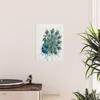 Abstract Peacock Ink and Watercolour Splatter Art Print Poster Gallery Image 2