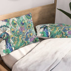 Abstract Peacock Ink and Watercolour Splatter Art Print Pillow Sham Gallery Image 2