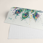 Abstract Peacock Ink and Watercolour Splatter Art Print Wrapping Paper Gallery Image 2