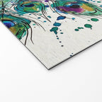 Abstract Peacock Ink and Watercolour Splatter Art Print Welcome Mat Gallery Image 2