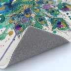 Abstract Peacock Ink and Watercolour Splatter Art Print Rug Gallery Image 4