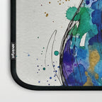 Abstract Peacock Ink and Watercolour Splatter Art Print Laptop Sleeve Gallery Image 3
