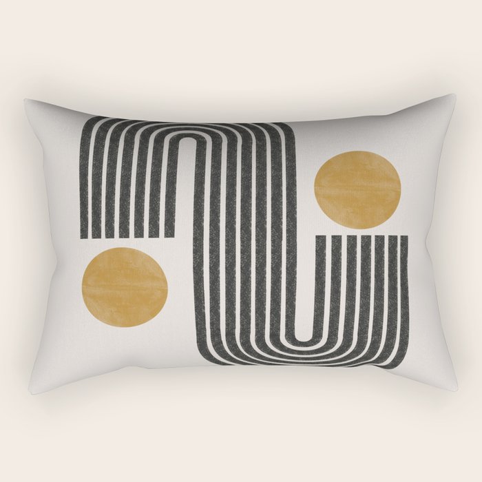 Mid Century Black Mustard  Rectangular Pillow Gallery Image 2