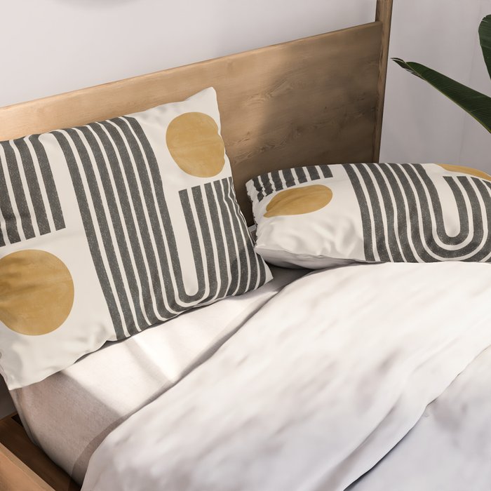 Mid Century Black Mustard  Pillow Sham Gallery Image 2