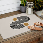 Mid Century Black Mustard  Outdoor Rug Gallery Image 2