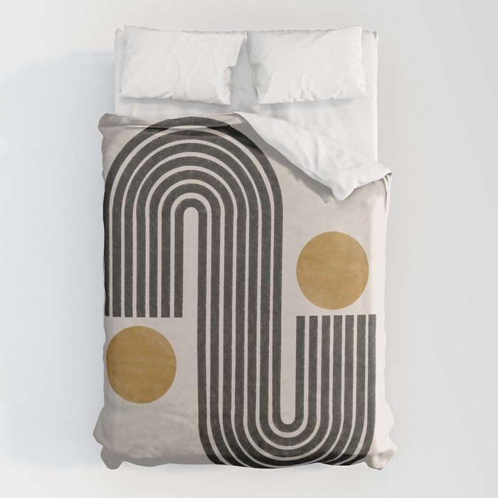 Mid Century Black Mustard  Duvet Cover Gallery Image 6