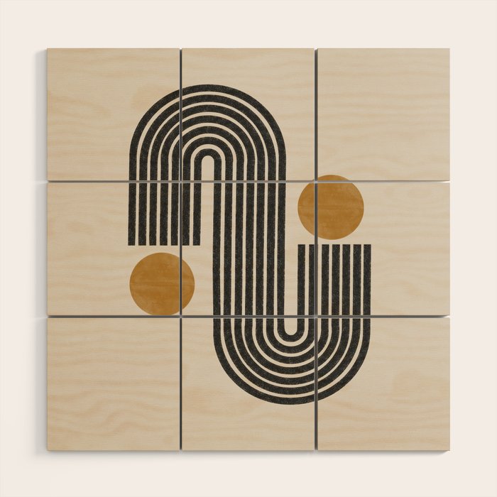 Mid Century Black Mustard  Wood Wall Art Gallery Image 1
