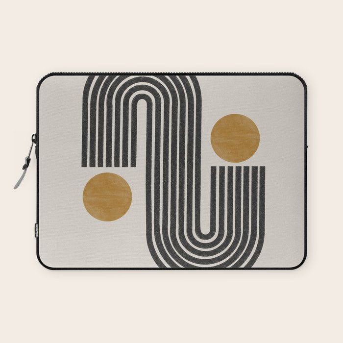 Mid Century Black Mustard  Laptop Sleeve Gallery Image 1