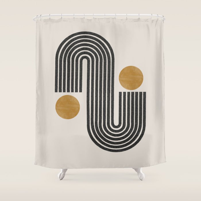 Mid Century Black Mustard  Shower Curtain Gallery Image 1