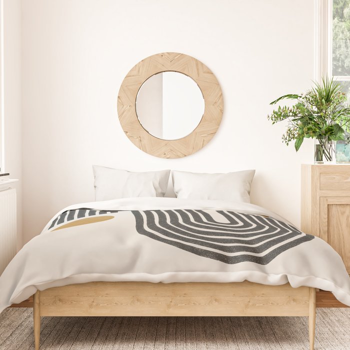 Mid Century Black Mustard  Duvet Cover Gallery Image 3