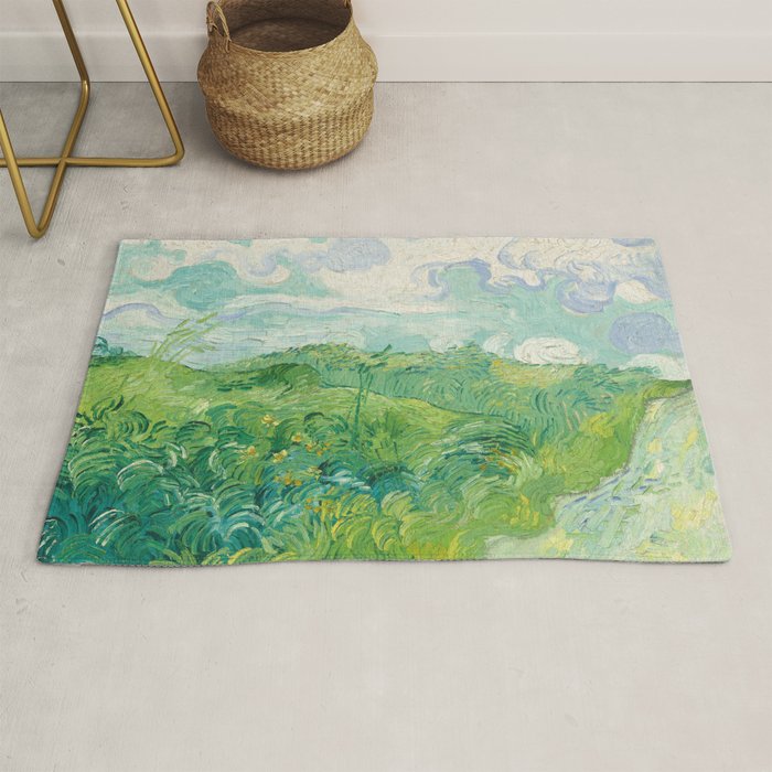 Green Wheat Fields, Auvers, 1890, Vincent van Gogh Rug Gallery Image 1