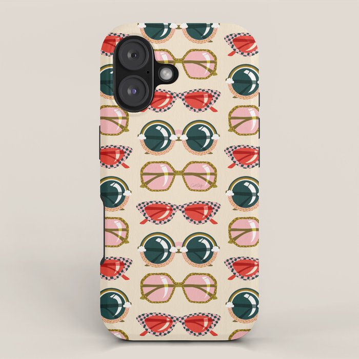 Retro Sunglasses - Red & Teal on Cream iPhone Case Gallery Image 1