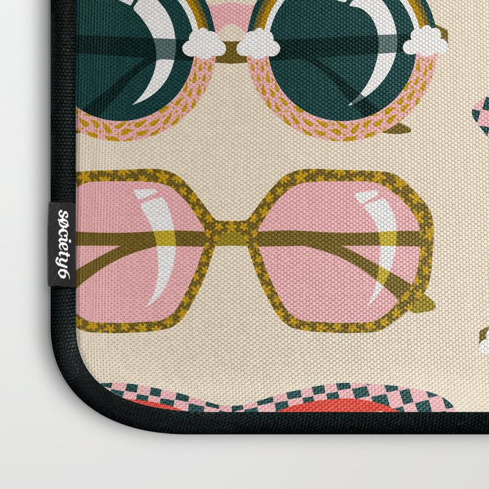 Retro Sunglasses - Red & Teal on Cream Laptop Sleeve Gallery Image 3