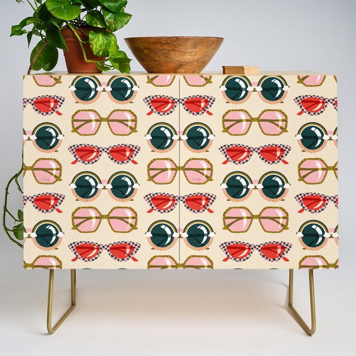 Retro Sunglasses - Red & Teal on Cream Credenza Gallery Image 1