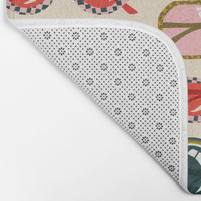 Retro Sunglasses - Red & Teal on Cream Bath Mat Gallery Image 2