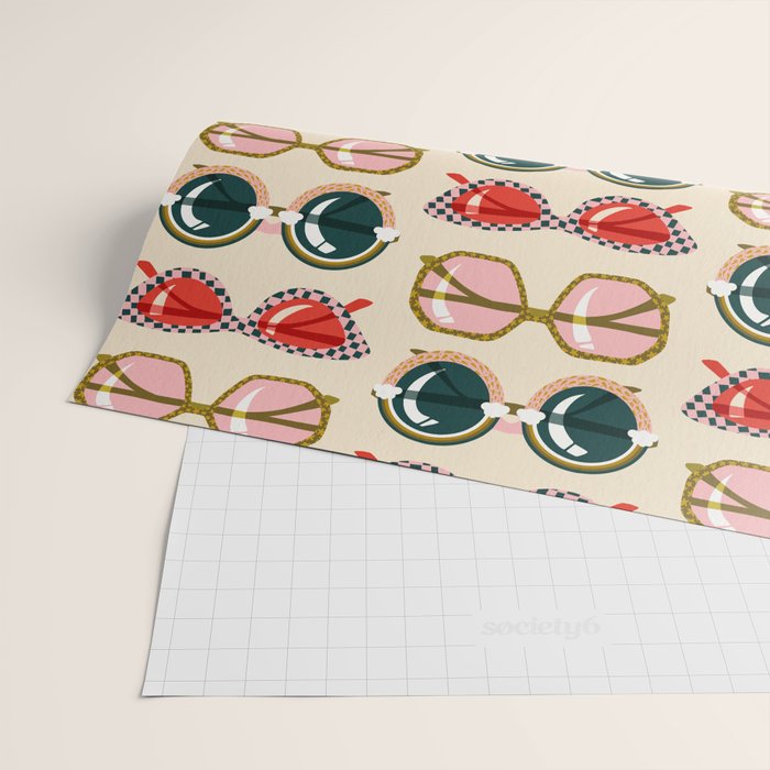 Retro Sunglasses - Red & Teal on Cream Wrapping Paper Gallery Image 2