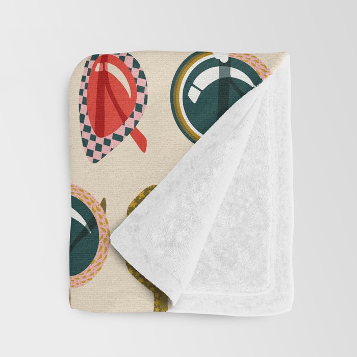 Retro Sunglasses - Red & Teal on Cream Throw Blanket Gallery Image 3