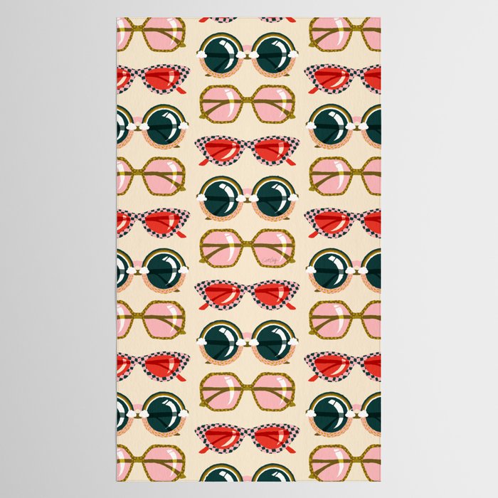 Retro Sunglasses - Red & Teal on Cream Tablecloth Gallery Image 2