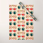 Retro Sunglasses - Red & Teal on Cream Wrapping Paper Gallery Image 1