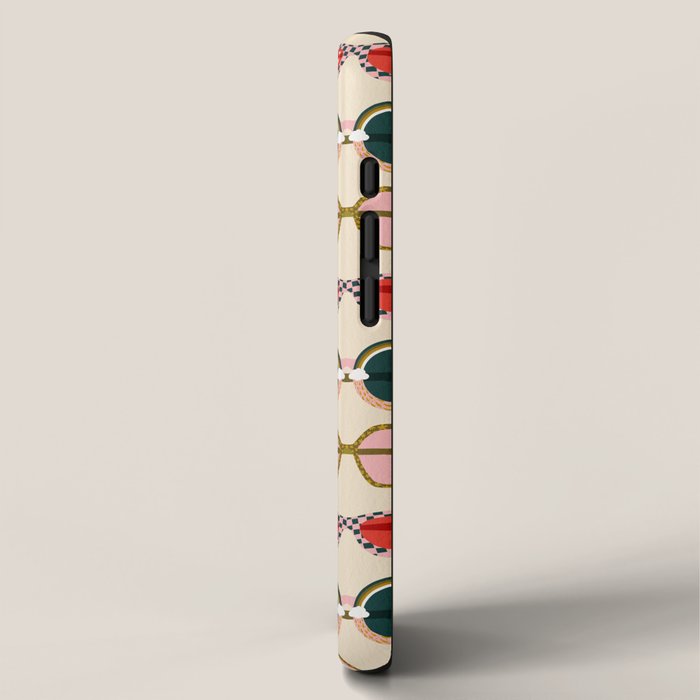 Retro Sunglasses - Red & Teal on Cream iPhone Case Gallery Image 2