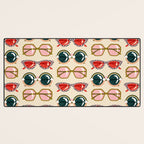 Retro Sunglasses - Red & Teal on Cream Desk Mat Gallery Image 3