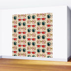 Retro Sunglasses - Red & Teal on Cream Wall Mural Gallery Image 2