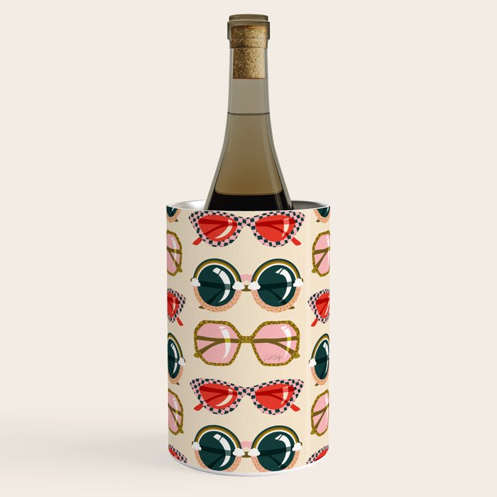 Retro Sunglasses - Red & Teal on Cream Wine Chiller Gallery Image 1