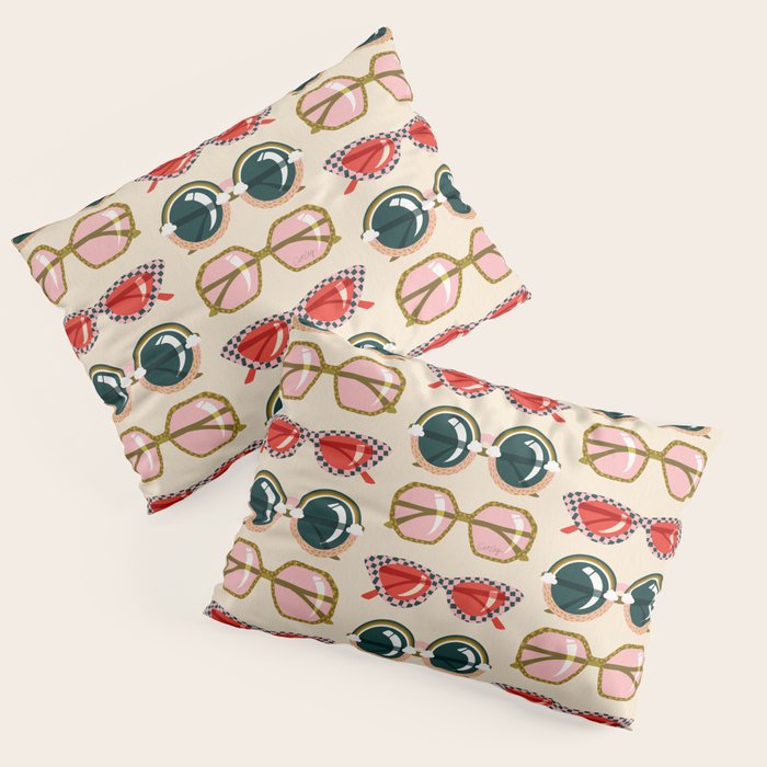 Retro Sunglasses - Red & Teal on Cream Pillow Sham Gallery Image 1
