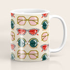 Retro Sunglasses - Red & Teal on Cream Coffee Mug Gallery Image 1
