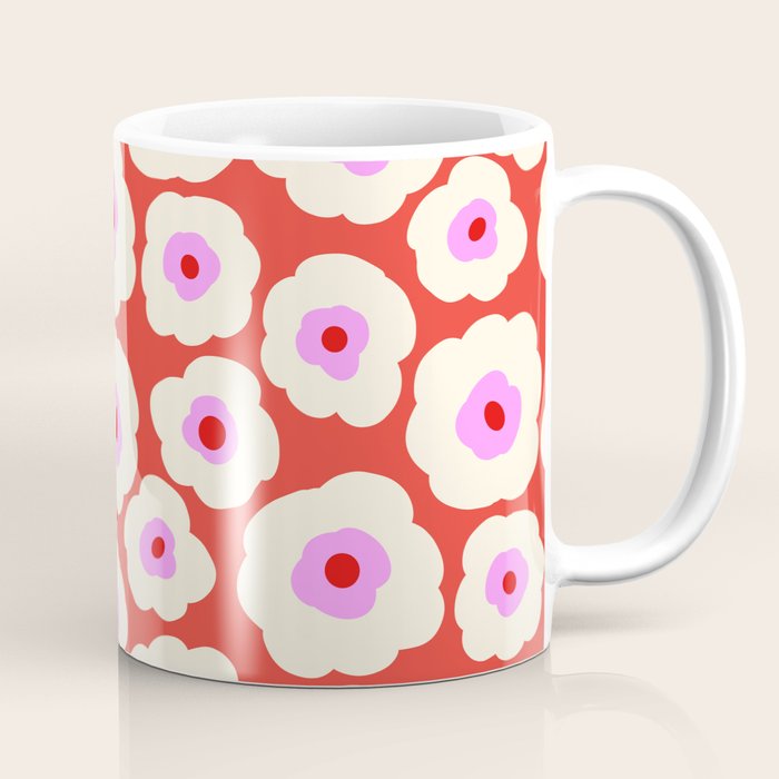 Pink, Red and White Flower Coffee Mug Gallery Image 1