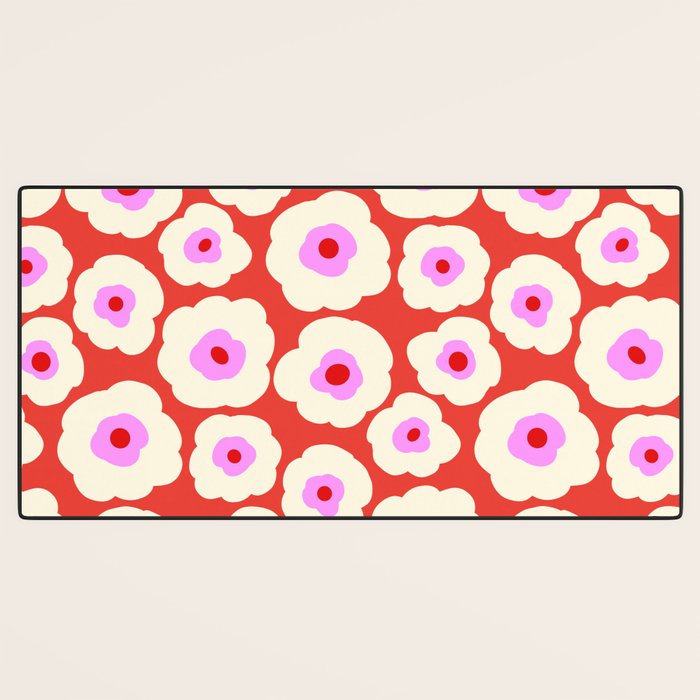 Pink, Red and White Flower Desk Mat Gallery Image 3