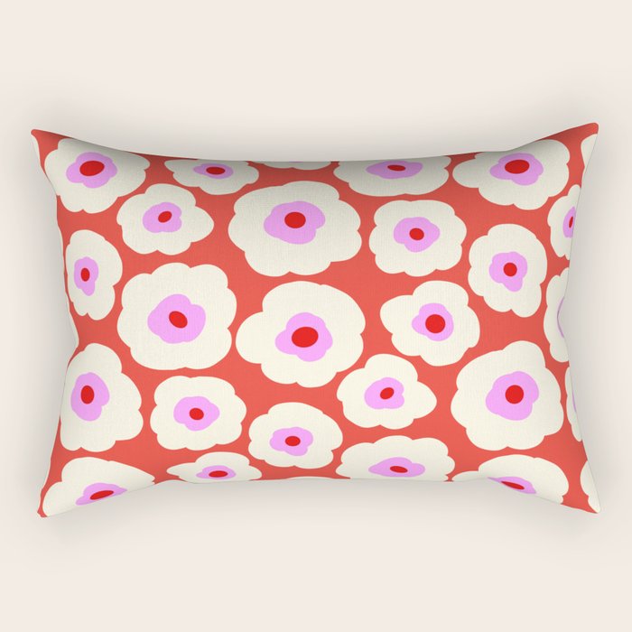 Pink, Red and White Flower Rectangular Pillow Gallery Image 2